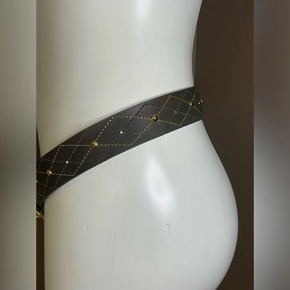 MICHAEL KORS leather with gold accents brown and green belt